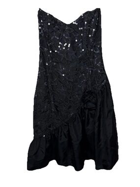 Vintage Gunne Sax Black Sequin Sleeveless Dress 13 Drop Waist Party 90s Prom Y2K